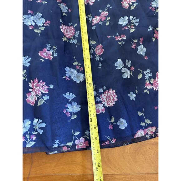 VTG Floral Print Cottagecore Maxi Skirt Pleated Front Flare Lined Fairy Textured - Picture 8 of 8